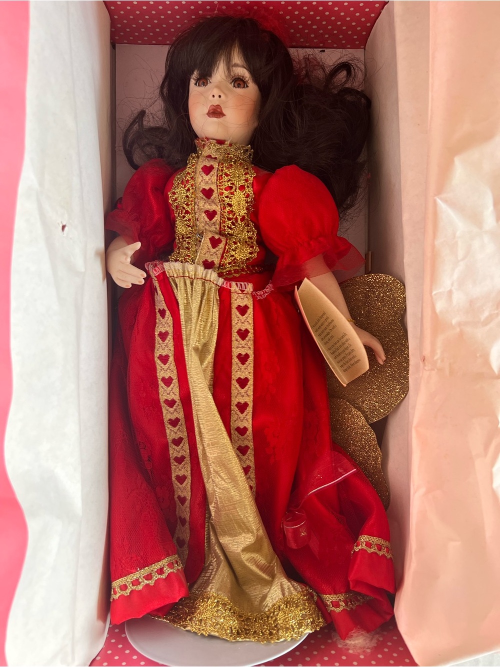 1980’s Red and Gold Princess Doll - Porcelain Collectible